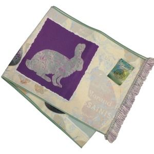 Rejoice Table Runner Topper Easter Egg Butterfly Bunny Rabbit Fringed Edge NEW